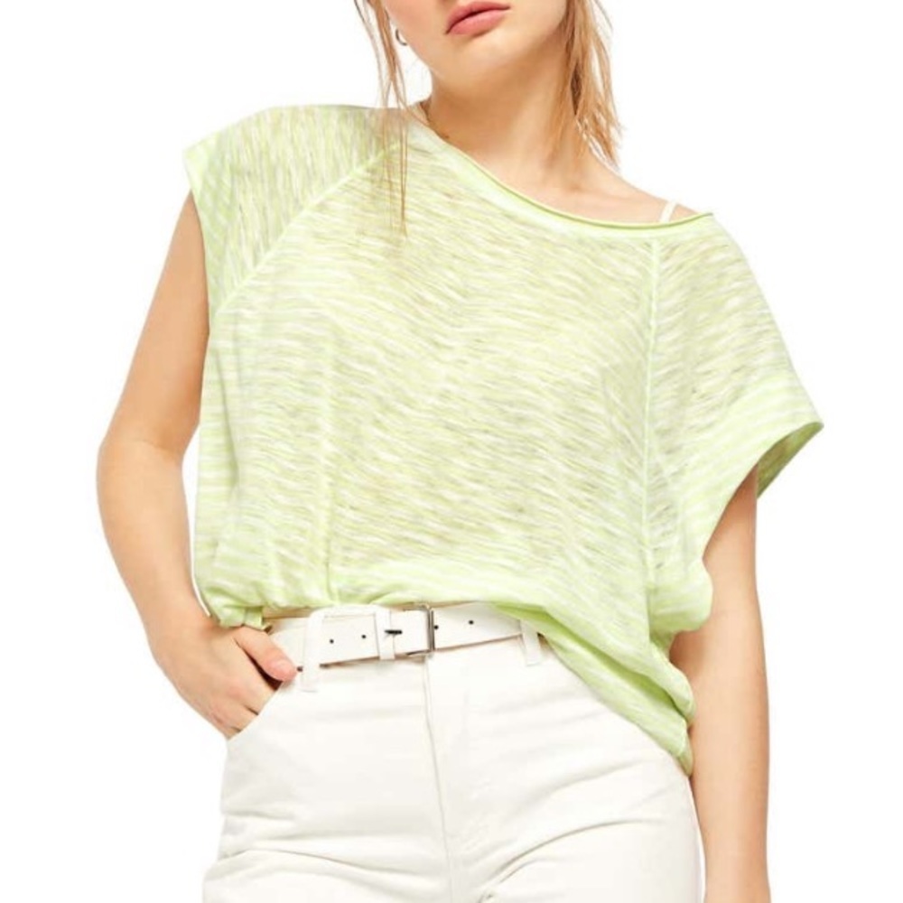 NWT‎ Free People Holo Short Sleeve Oversized Striped Top M